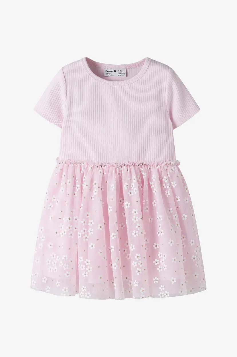 NAME IT Kjole nmfFloral SS Dress - Rosa