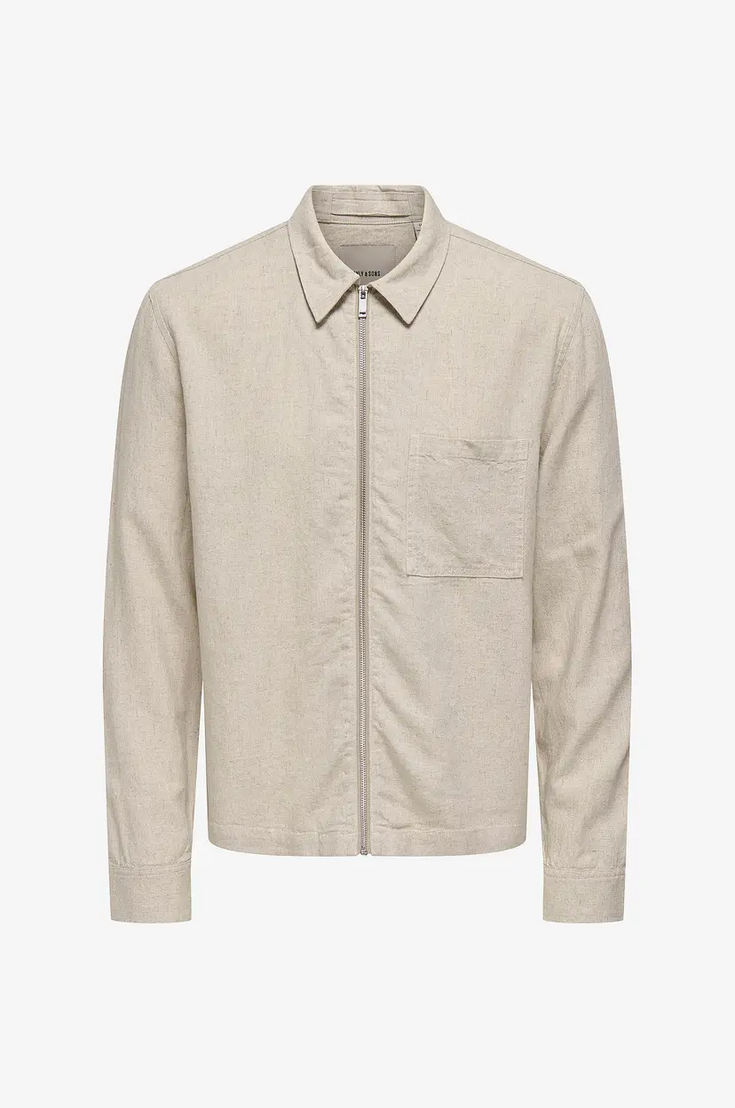 Only & Sons Overtreksskjorte onsTroy LS Reg 0569 Zip Frml - Hvit