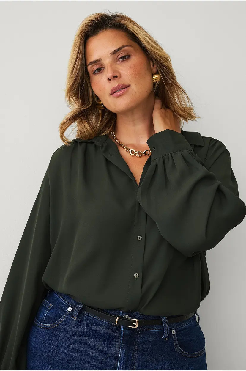 Ellos Plus collection Bluse med puffermer - Grønn