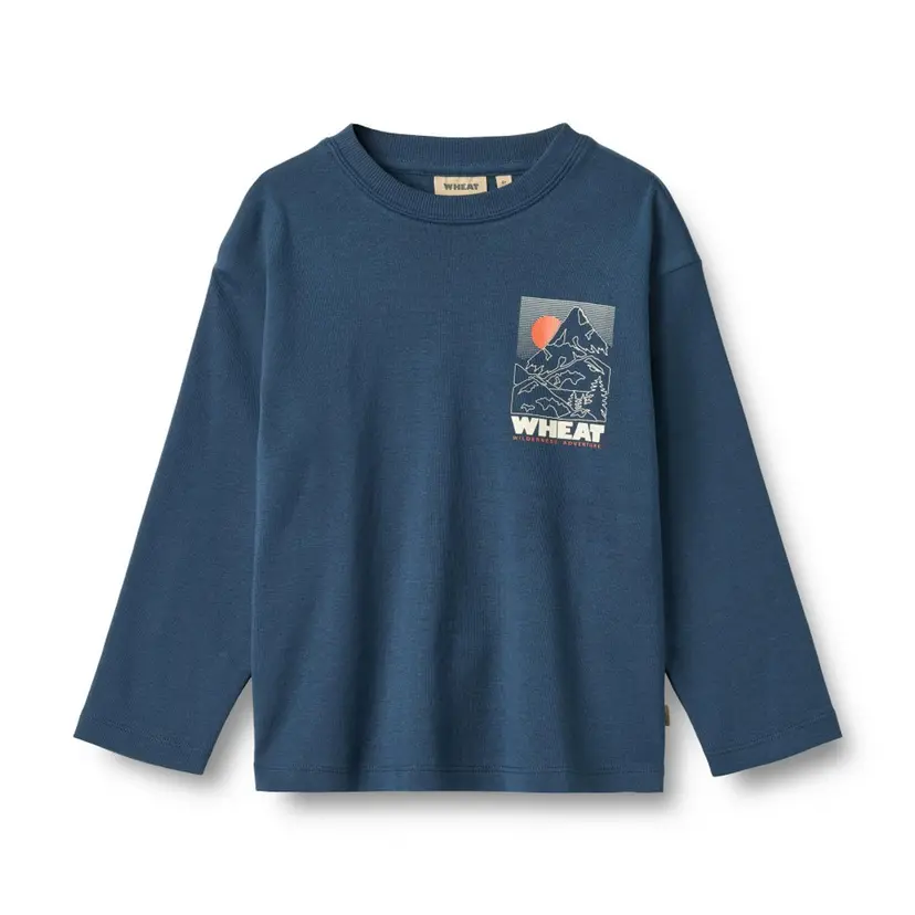 Wheat Wheat, T-shirt L/S print Dixie, Blue Denim