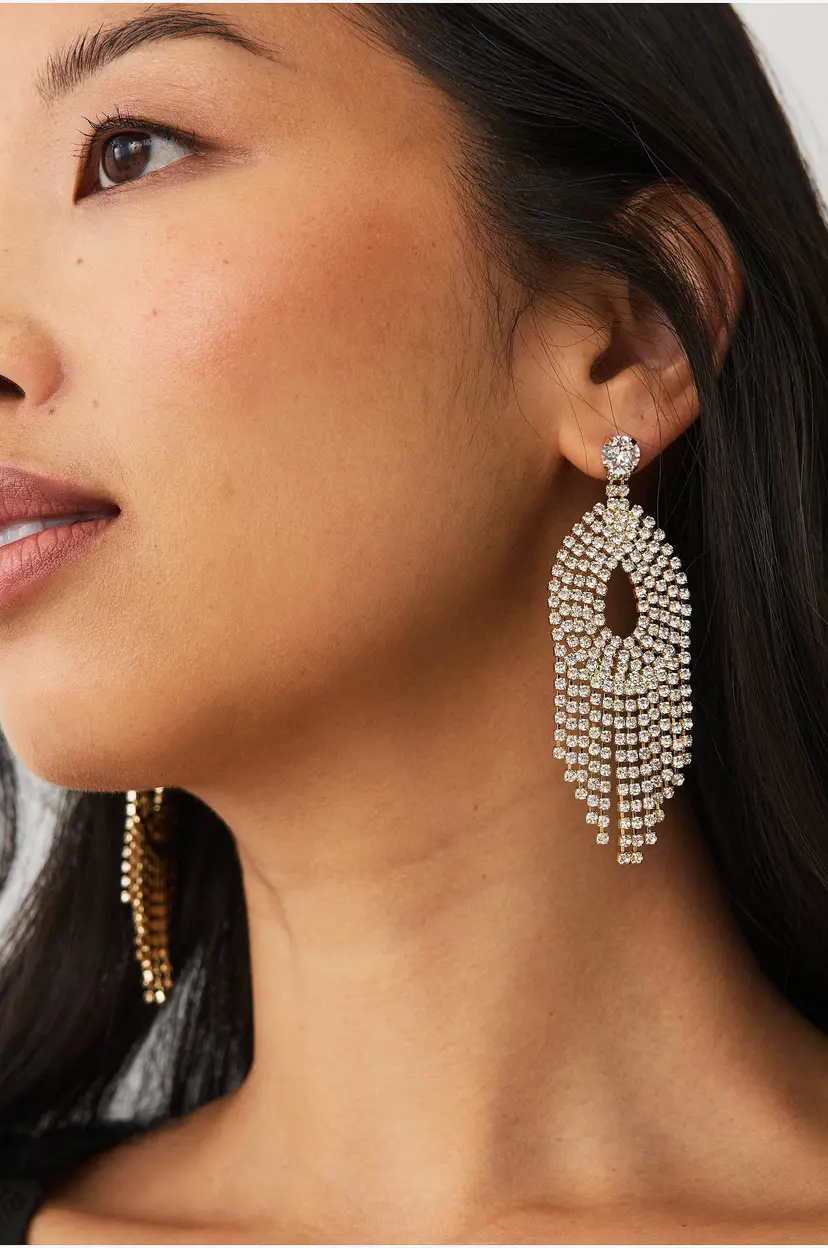 Ellos Collection Øreringer med strass - Gull