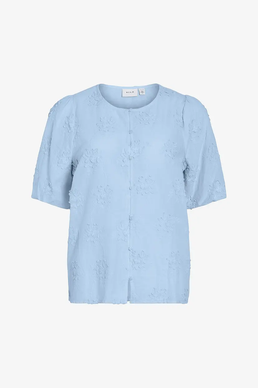 Vila Bluse viAntonett O-neck 2/4 Shirt - Blå