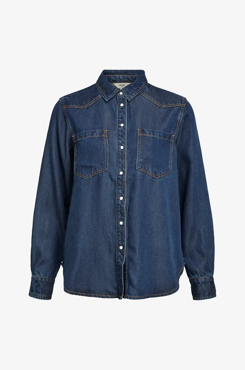 Object Collectors Item Denimskjorte objFrame LO L/S Denim Shirt - Blå