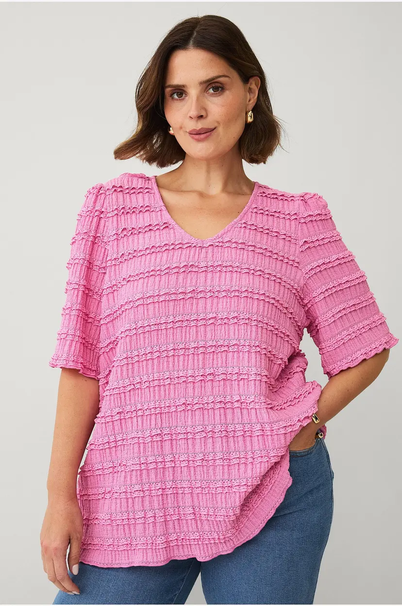 Ellos Plus collection Topp med blondedetaljer - Rosa