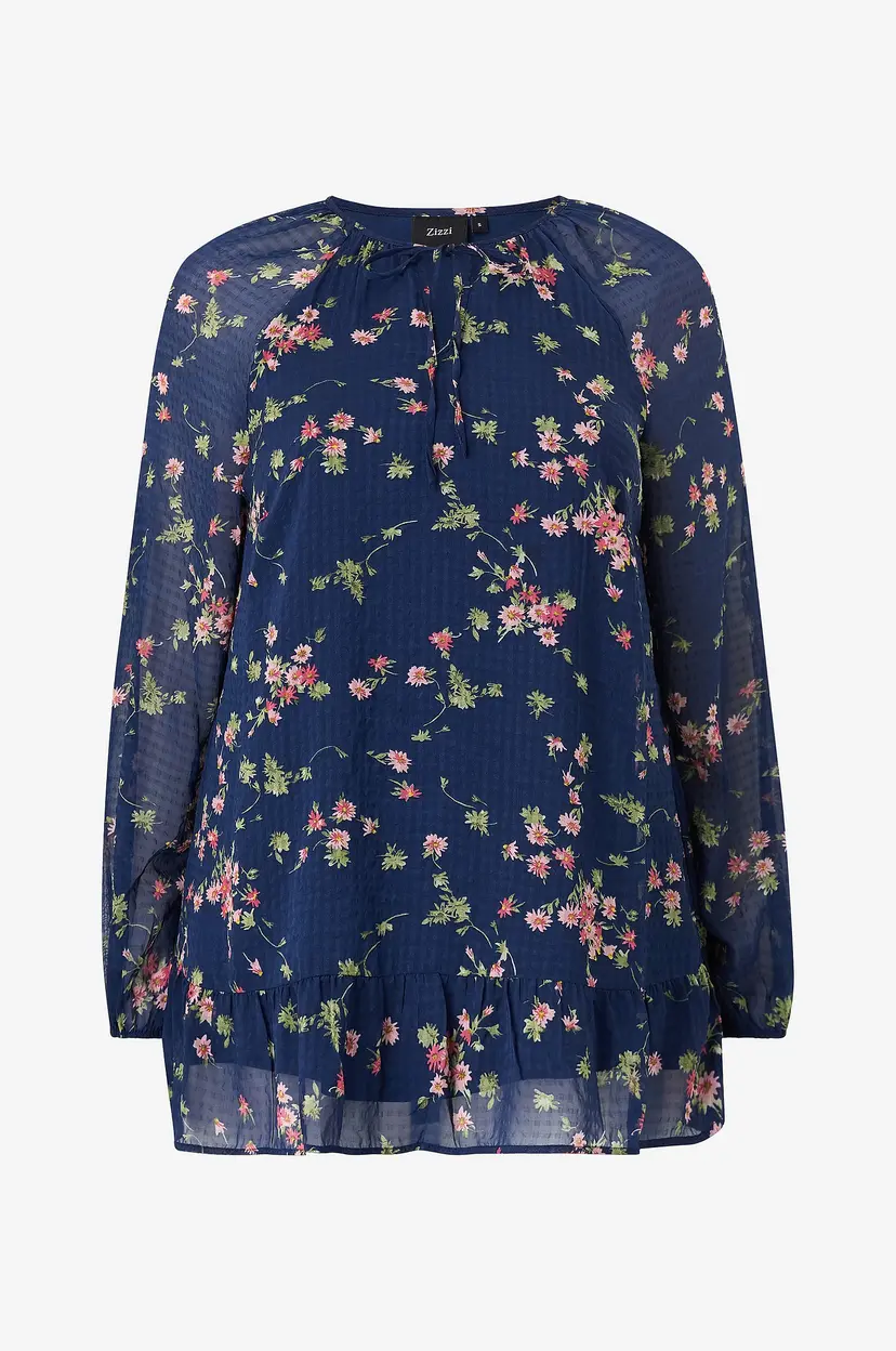 Zizzi Tunika Cataru, L/S, Tunic - Blå