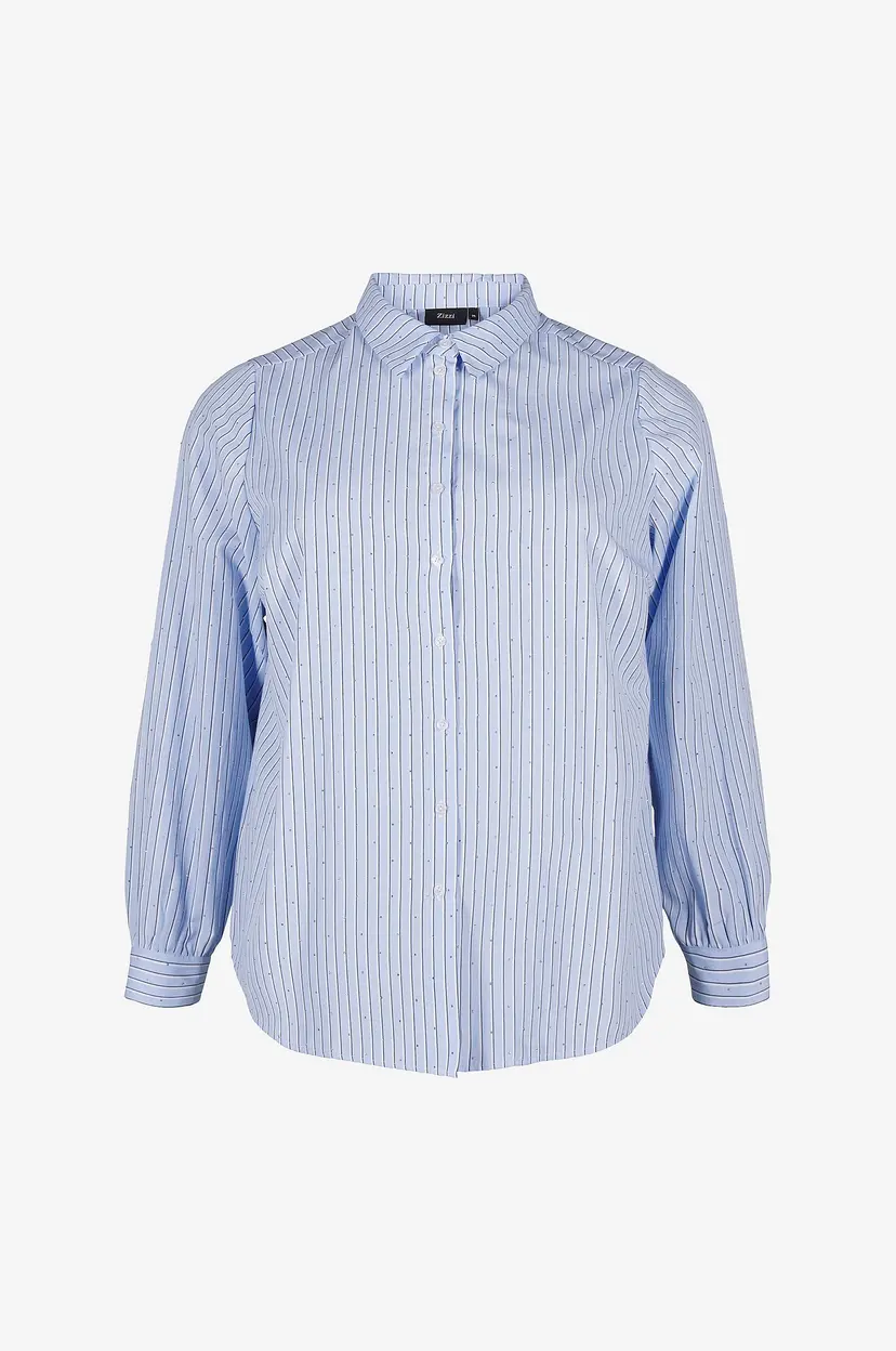 Zizzi Skjorte mSoline L/S Shirt - Blå