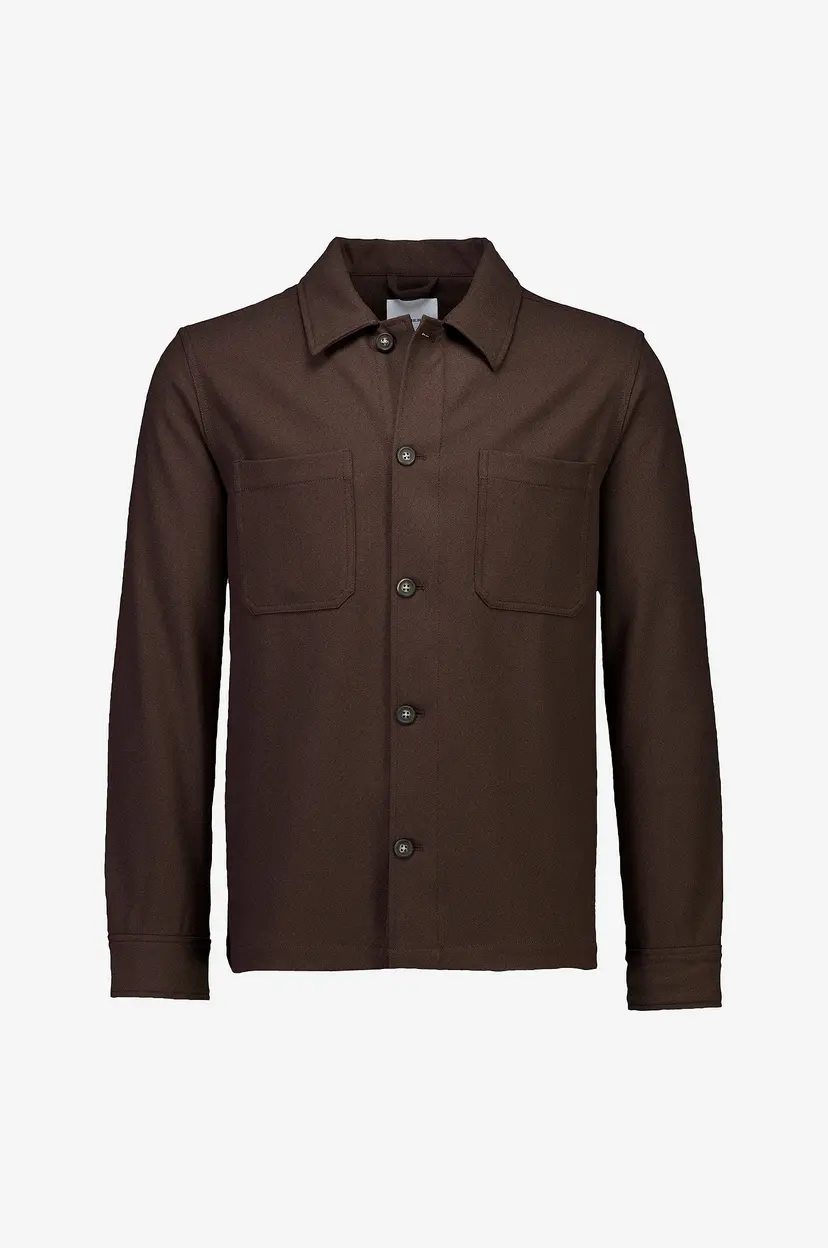 Lindbergh Overtreksskjorte Superflex brushed mel overshirt - Brun