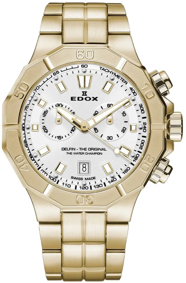 Edox Edox Herreklokke 10113-37JM-AID Delfin Sølvfarget/Gulltonet stål