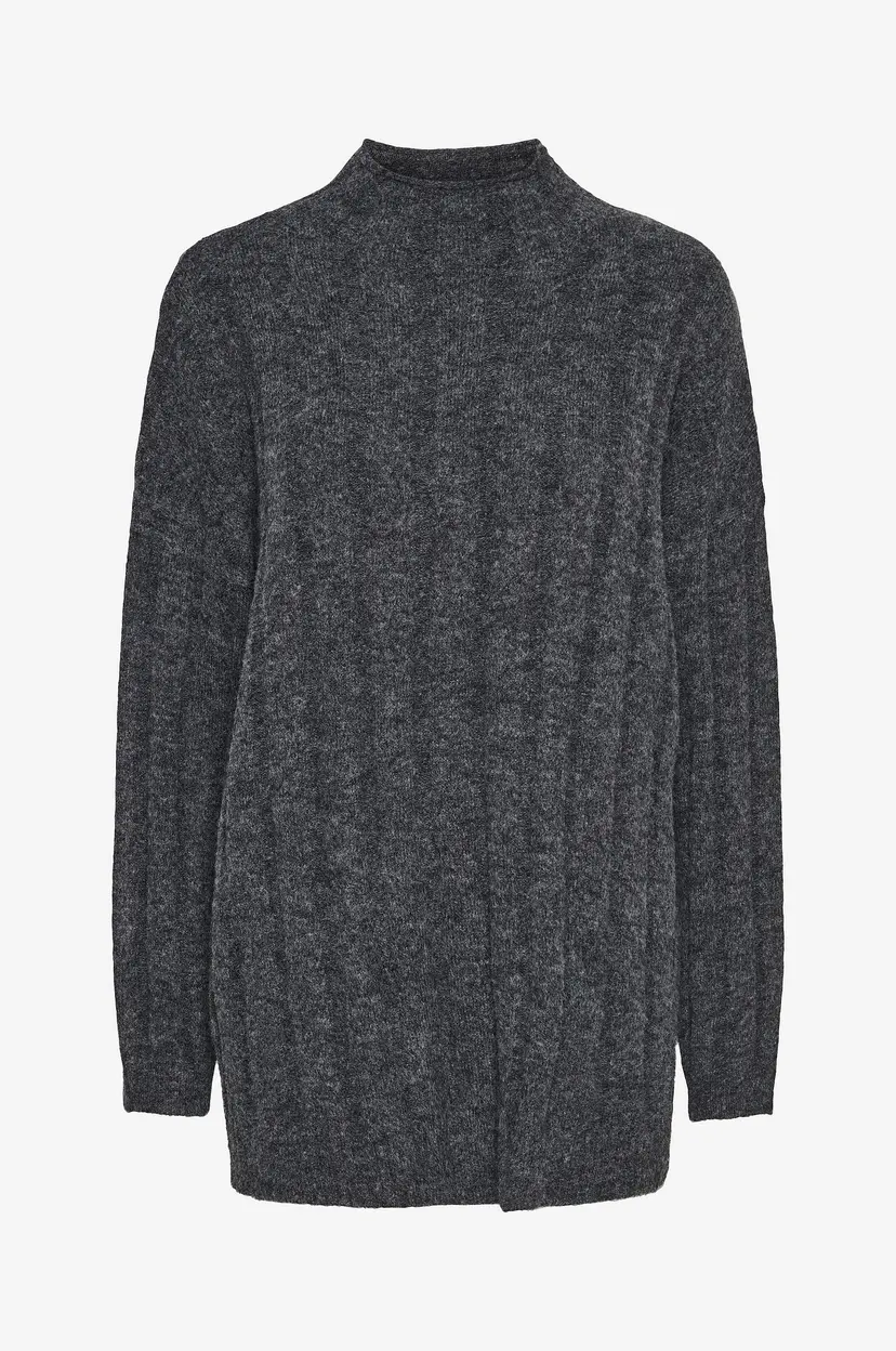 Pieces Genser pcNadia LS High Neck Oversize Knit - Grå
