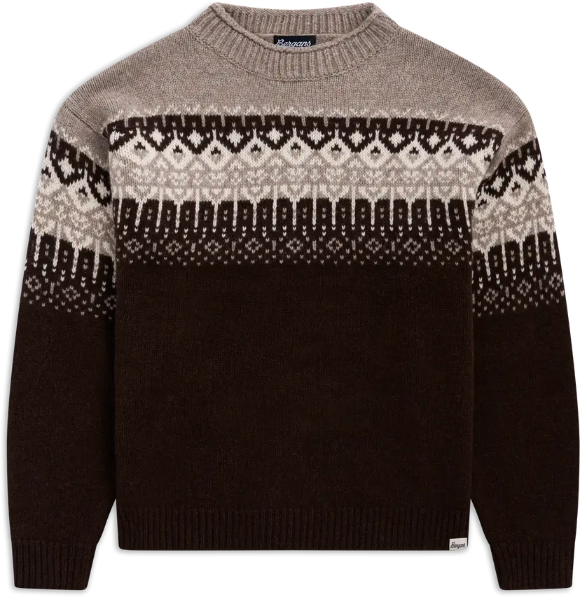 Bergans Bergans Men´s Steiro Knitted Wool Jumper Dark Chocolate/rock Taupe/creme
