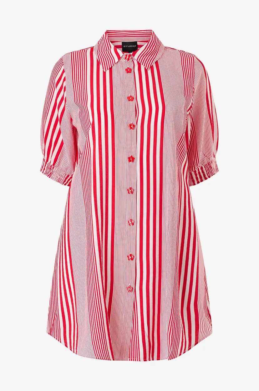 Studio Skjortekjole sEmilie Shirt With Short Sleeves - Rød