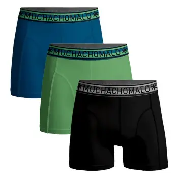 Muchachomalo Muchachomalo 3P Cotton Stretch Solid Color Boxer Blå/Grønn bomull Medium Herre