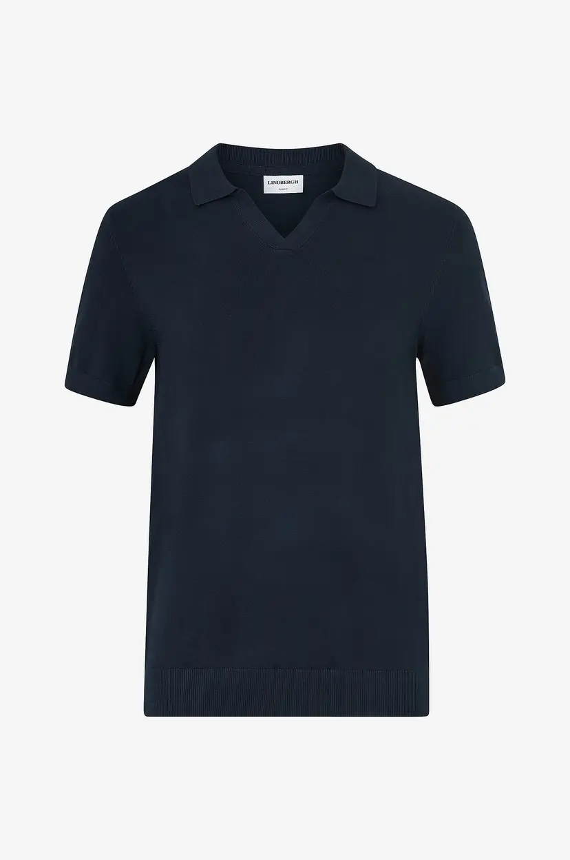 Lindbergh Pologenser Ecovero S/s V-neck Polo - Blå