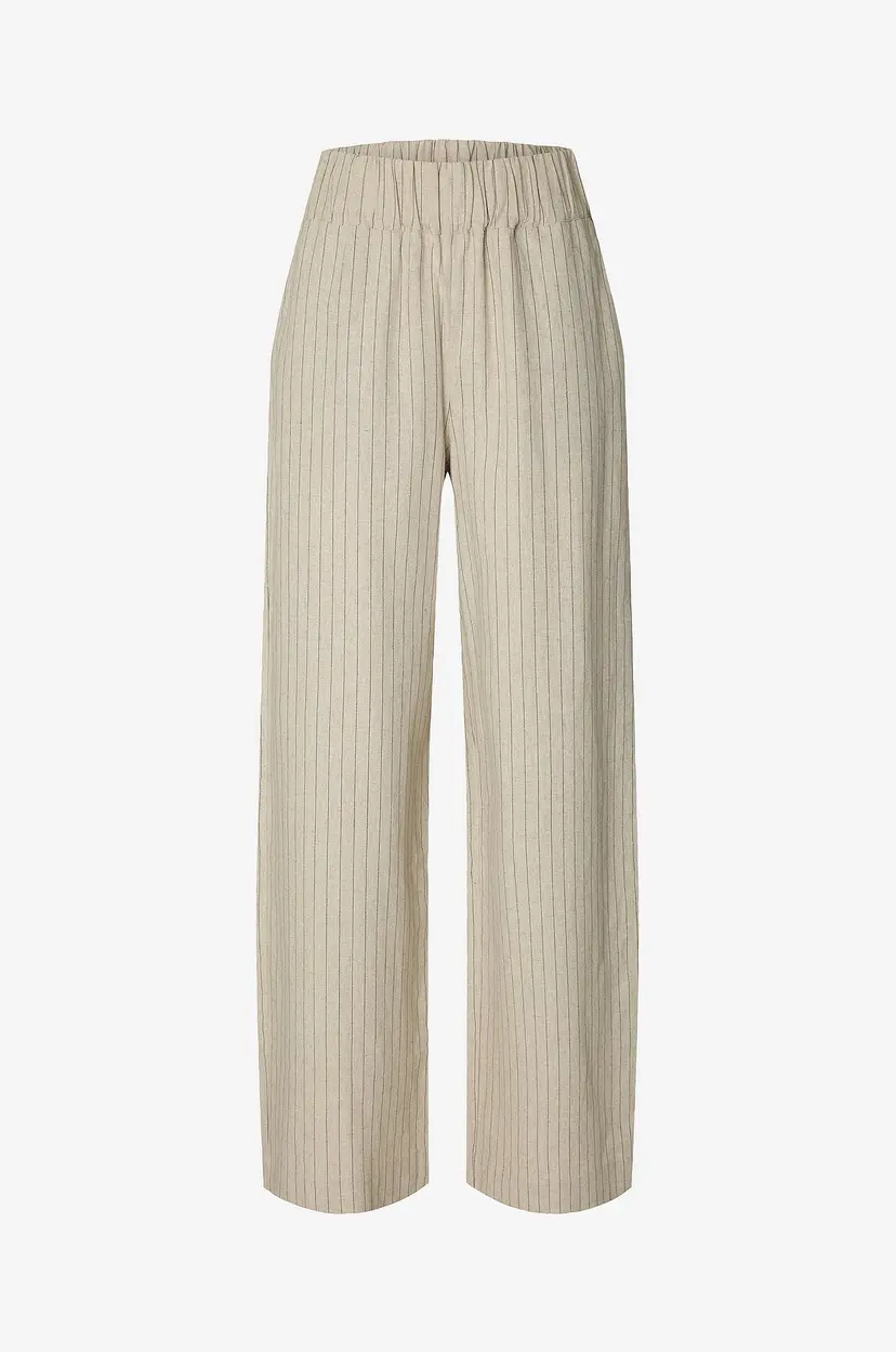 Selected Women Bukser slfMariam MW Wide Linen Blend Pant - Brun