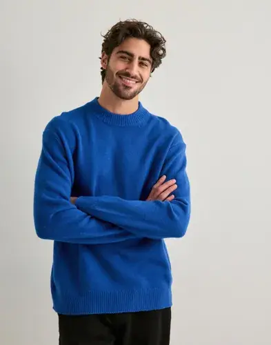 Selected Men Selected Men Slhreuben Ls Knit Relaxed Crew Neck Strikkegensere Blå