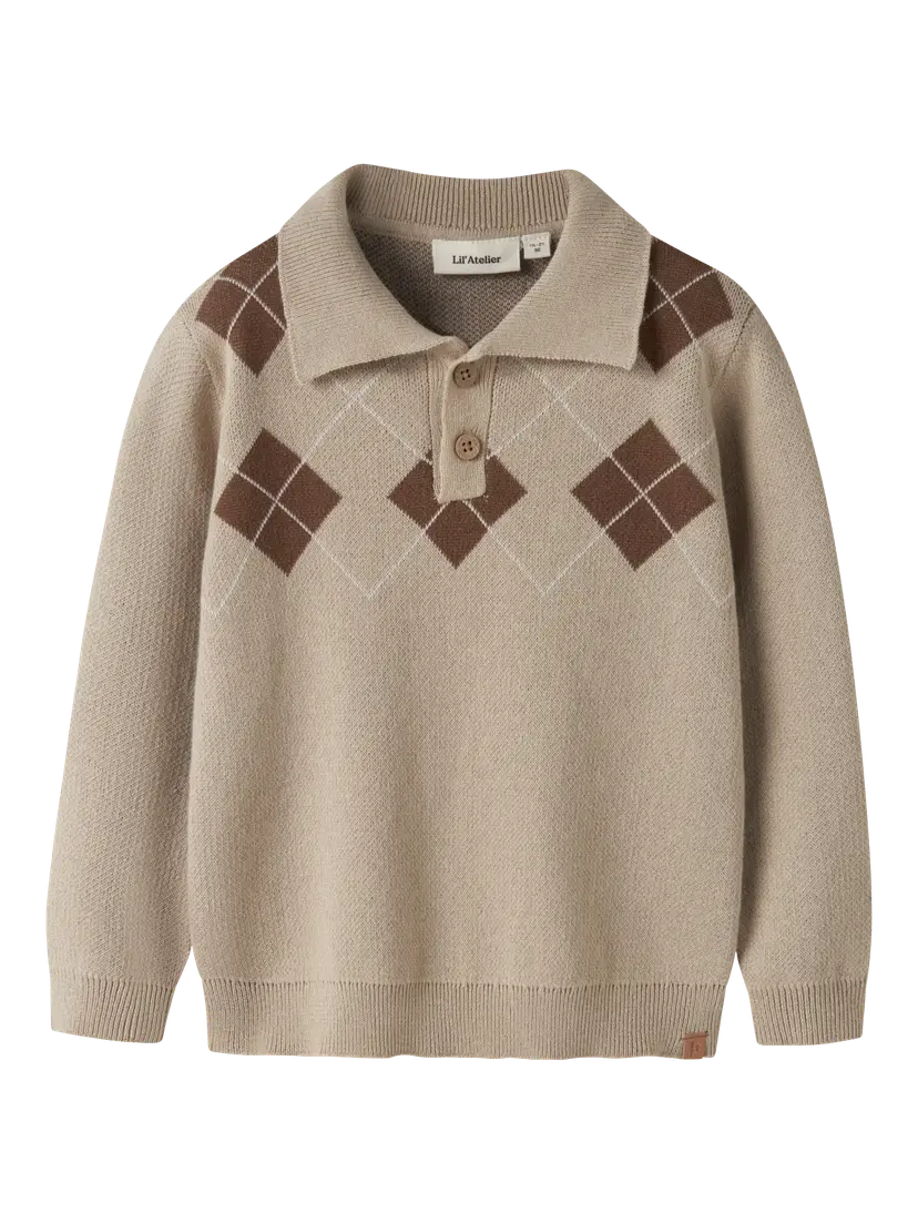 Lil`Atelier Strikket polo «RONAN» Mini White Pepper