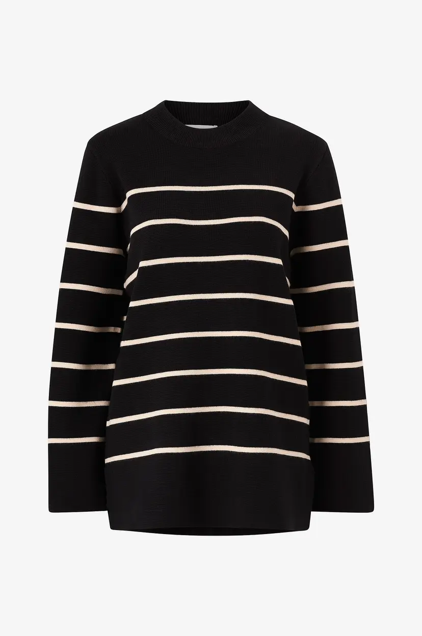 Selected Women Genser slfLiva LS Long Knit O-neck - Svart
