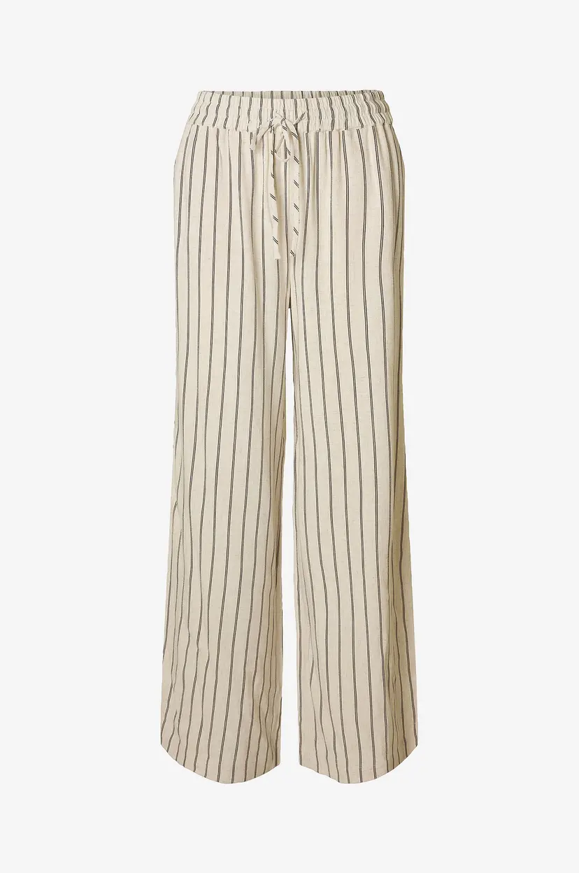 Selected Women Bukser slfViva-gulia HW Striped Sun Pant N - Beige