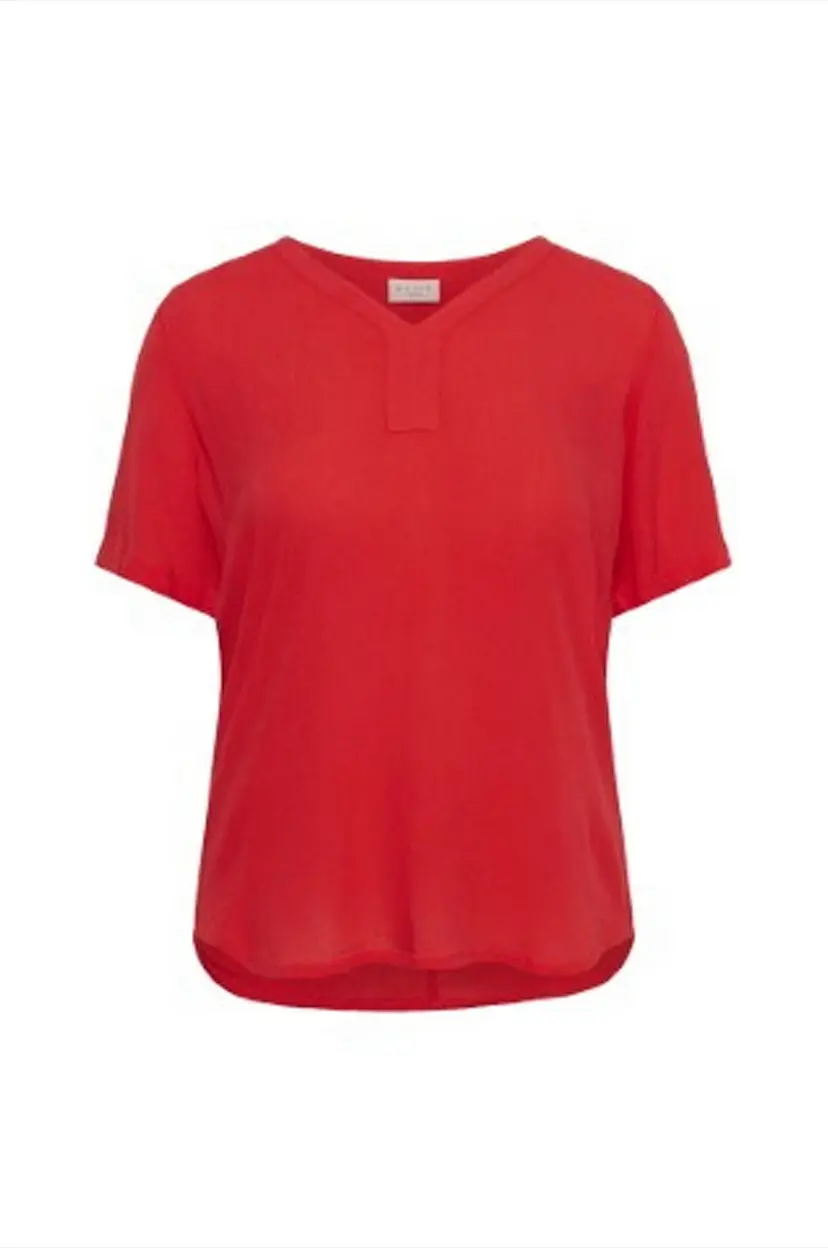 KAFFE Curve Bluse kcAmi SS Blouse - Rød