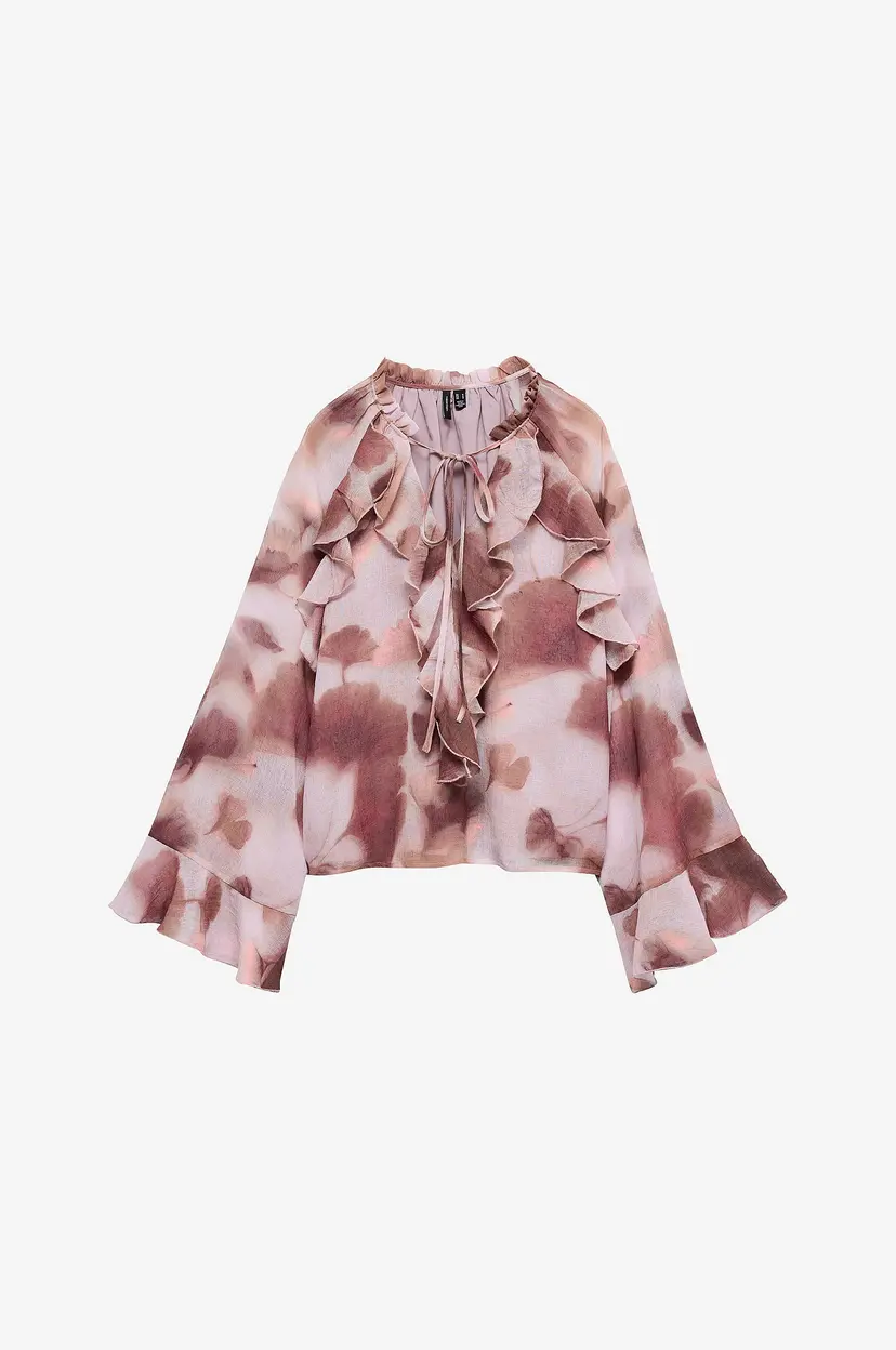 Vero Moda Bluse vmSabrina LS Ruffle String - Lilla