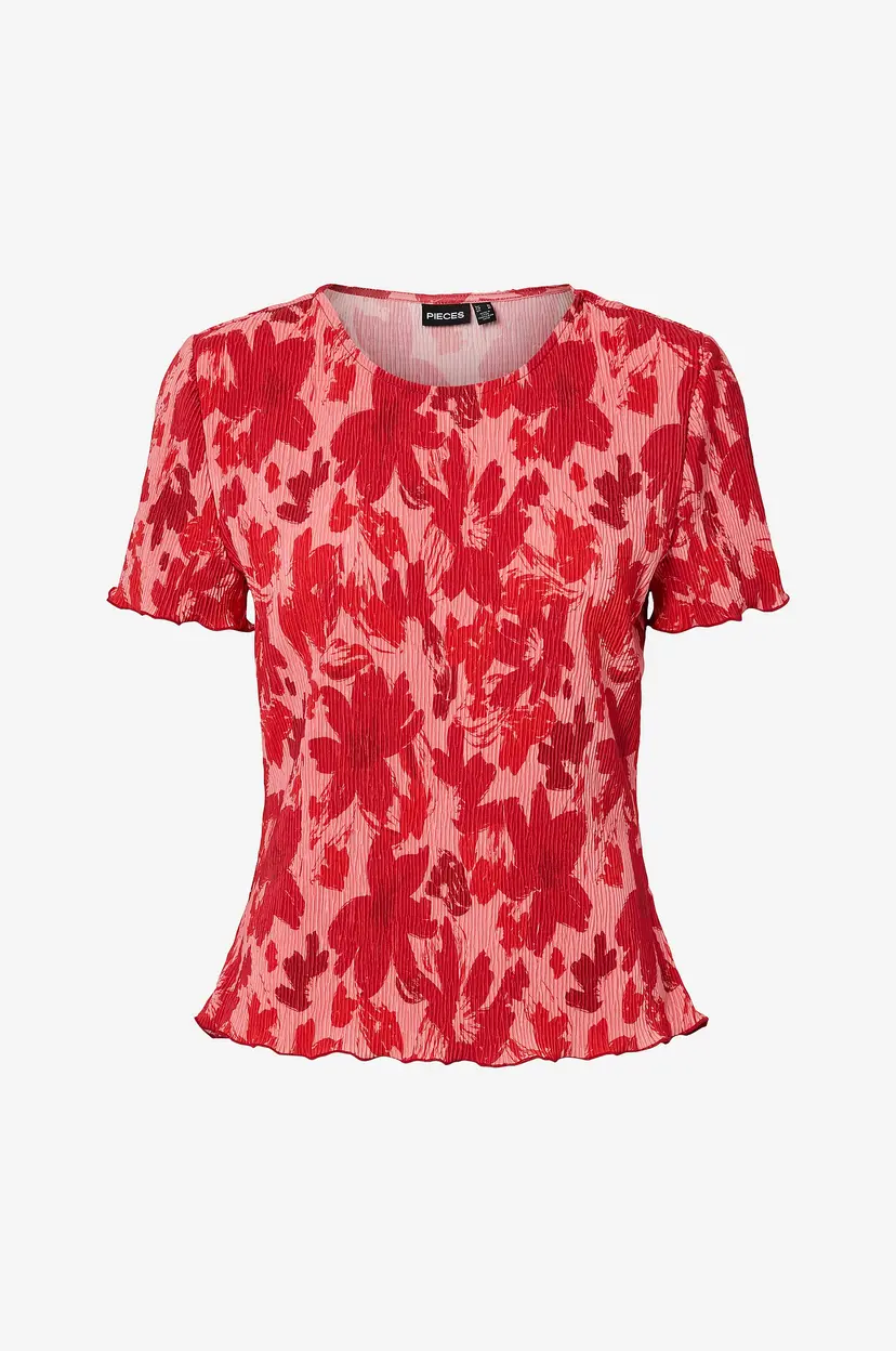 Pieces Topp pcFlora SS O-neck Jrs Msa BC - Rød