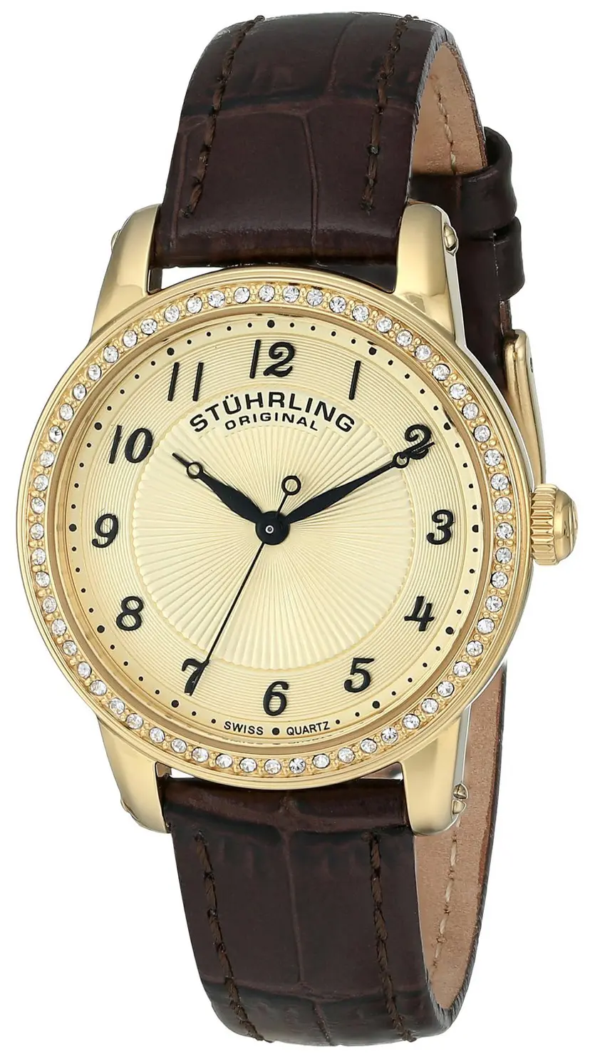 Stührling Original Stührling Original Dameklokke 651.02 Symphony Gull/Lær Ø34 mm