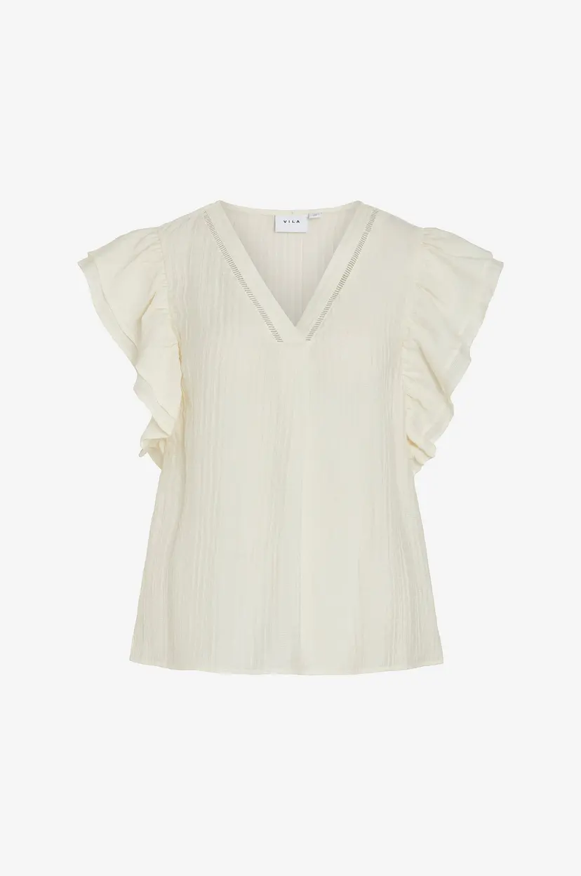 Vila Topp viNille V-neck S/L Top - Beige