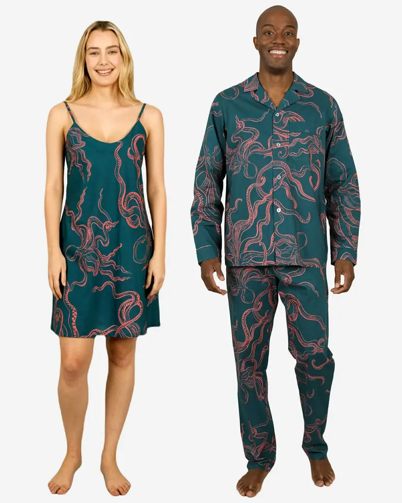 Woodstock Laundry Octopus Pink Matching Set - PJ & Nightie