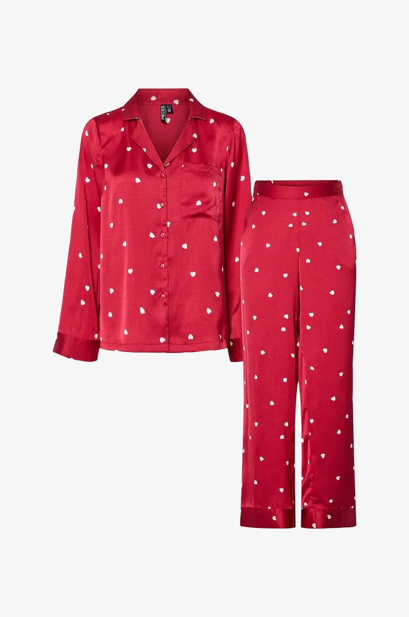 Pieces Pysjsett pcjYtte Xmas Satin - Rød