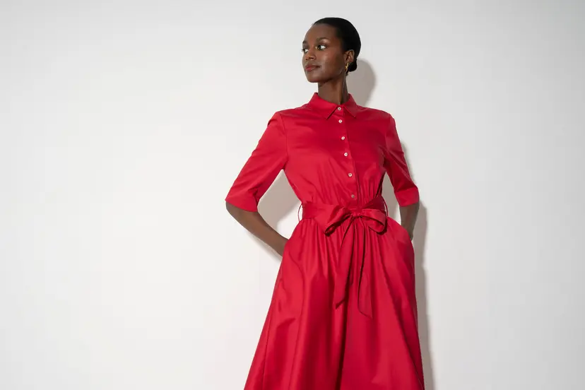 The Shirt Company LE MARAIS DRESS - Red, Cotton Sateen