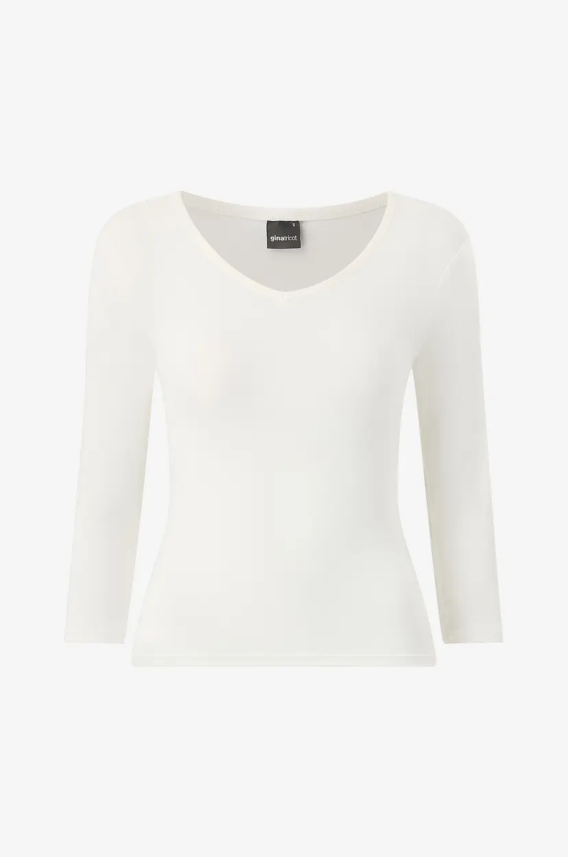 Gina Tricot Topp V-neck quarter sleeve top - Natur