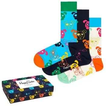 Happy Socks Happy socks Strømper 3P Mixed Dog Socks Gift Box Mixed bomull Str 36/40 Herre