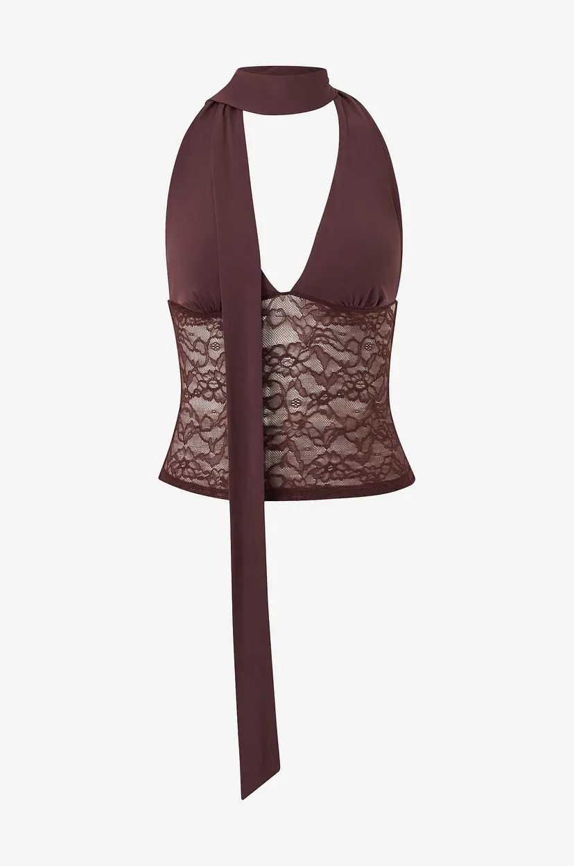Gina Tricot Halternecktopp Scarf halterneck top - Brun