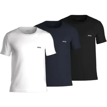 BOSS BOSS 3P Classic Crew Neck T-shirt Svart/Marine/Hvit bomull Small Herre
