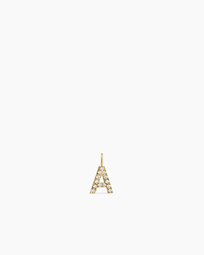 ANI Jewels Stone Letter Charm A Gold
