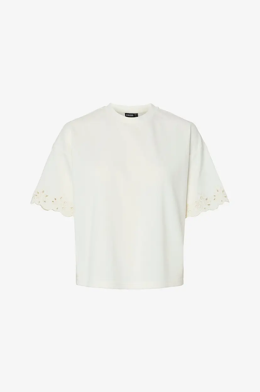 Pieces T-skjorte pcChilli Summer SS Broderi Tee Jrs - Hvit