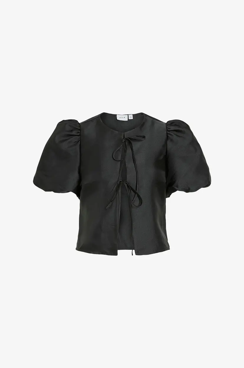 Vila Bluse viShina S/S Tie - Svart
