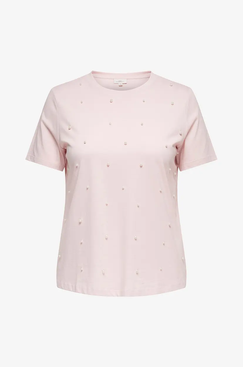 Only Carmakoma Topp carNinna S/S O-neck Jeans Tee - Rosa