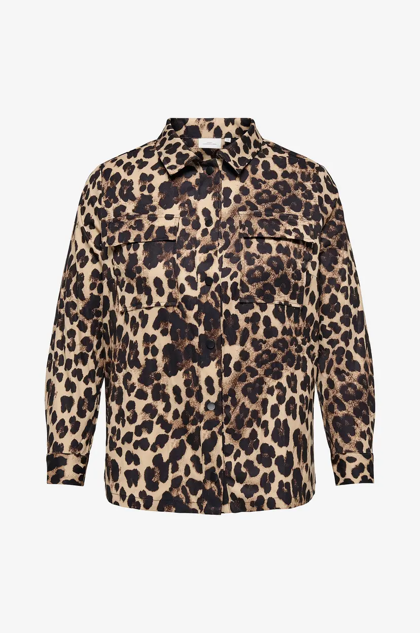 Only Carmakoma Skjorte carCashi Leo L/S Pocket Shirt Wvn - Brun