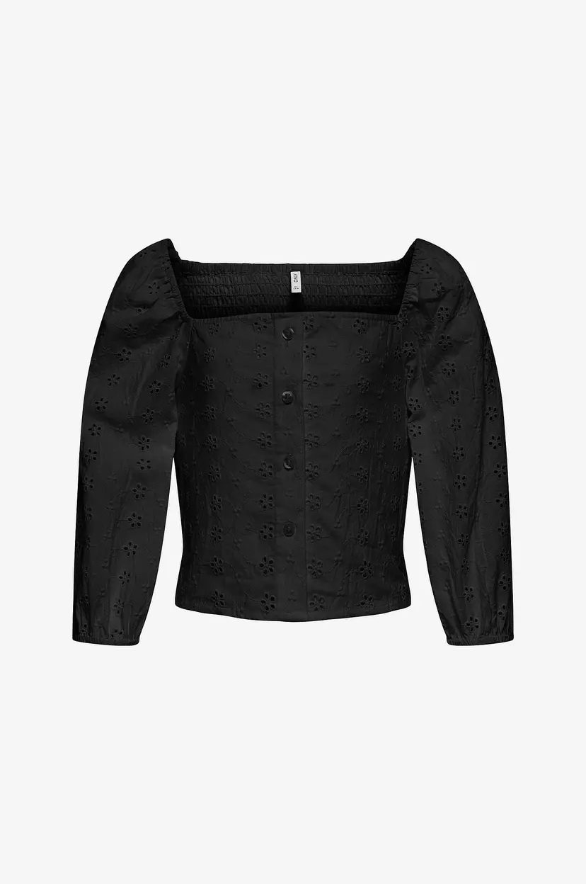 Kids Only Bluse kogPilea 3/4 Emb Anglaise Shirt - Svart