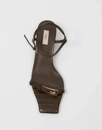 Nelly Nelly - Brun - Buckle Square Toe Heel
