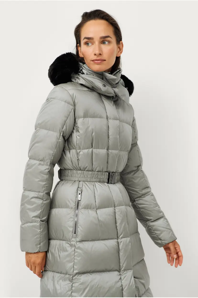 Áhkká Dunkåpe Gold Mid Down Coat Shiny - Grønn