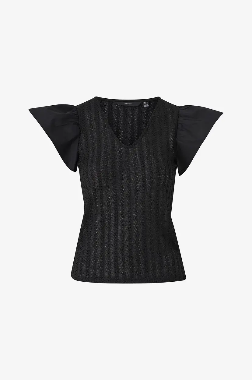 Vero Moda Topp vmNaja SS V-neck Top - Svart