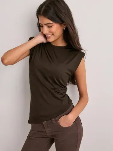 Pieces Pieces - Brun - Pcova Sl Ruffle Top Jrs D2D