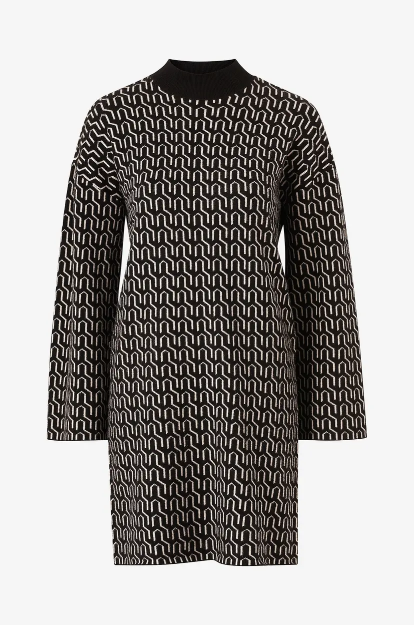 Vero Moda Kjole vmGoldneedle Art LS Short Highneck - Svart