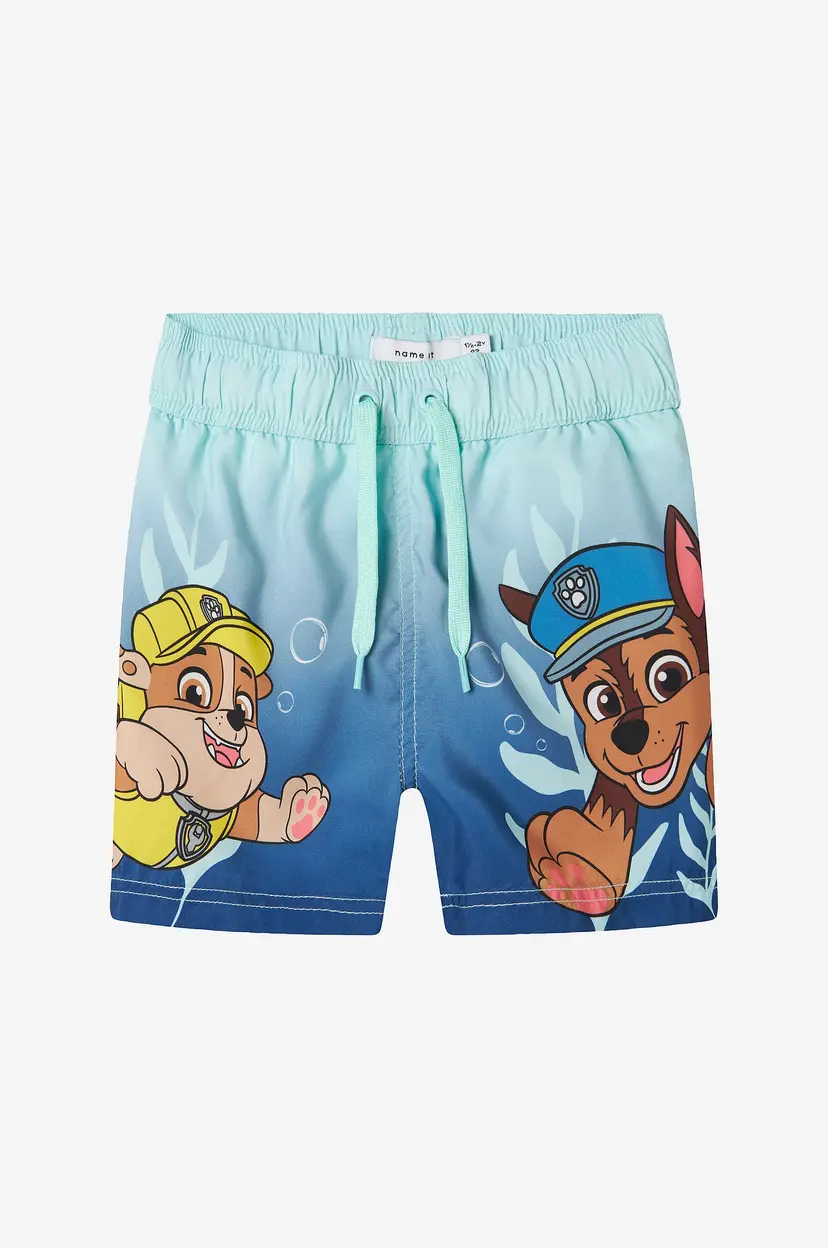 NAME IT Badebukse nmmMabbe Paw Long Swimshorts - Blå