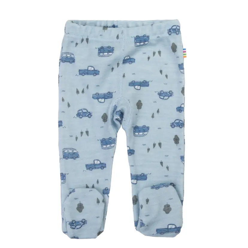 Joha Leggings med fot i ull/bambus «Cars» Blå