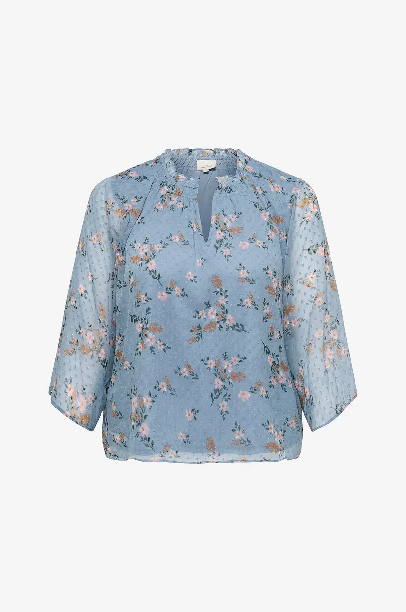 Only Carmakoma Bluse carSigrid L/S V-neck Top Aop - Blå