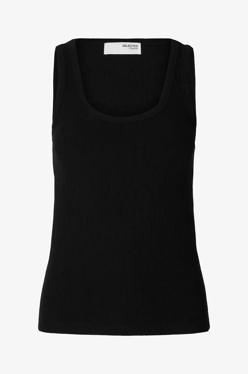 Selected Women Singlet slfAnna U-neck Tank Top - Svart
