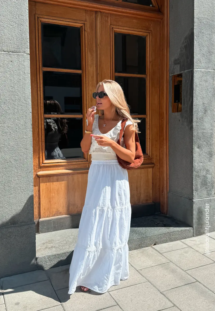 Bubbleroom Cotton Lace Maxi Skirt